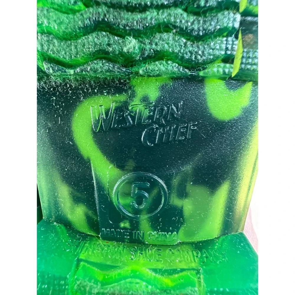 Western Chief Kids Dinosaur Rain Boots Black Green Spiked Handles Size 5 Toddler